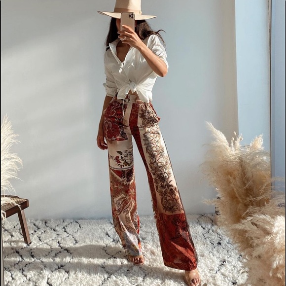 Zara | Pants u0026 Jumpsuits | Zara Patchwork Printed Pants | Poshmark